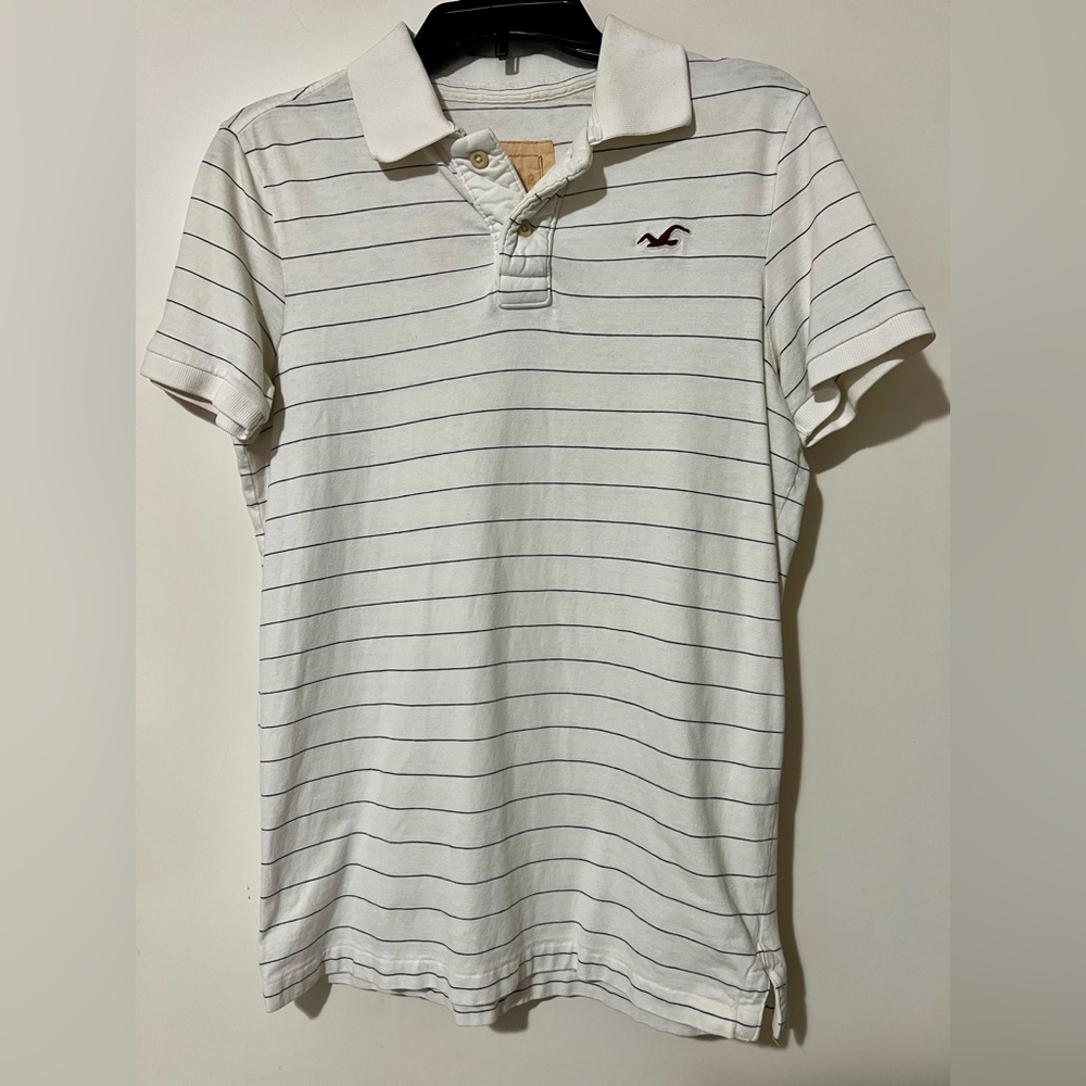 Hollister Classic White Striped Polo Shirt